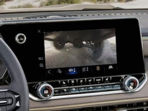 2024 Chevrolet Colorado close up view of underbody camera shown on touchscreen display