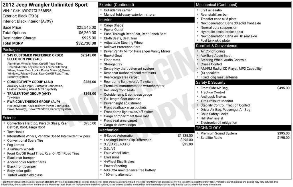 2012 Jeep Wrangler Unlimited Sport