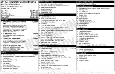 2018 Jeep Wrangler Unlimited Sport S 4x4