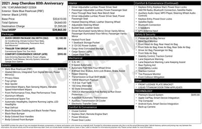 2021 Jeep Cherokee 80th Anniversary 4X4
