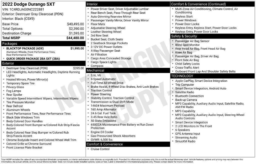 2022 Dodge Durango SXT AWD
