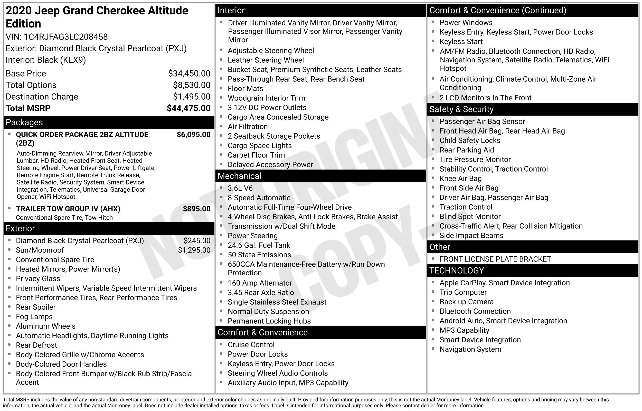2020 Jeep Grand Cherokee Altitude 4X4