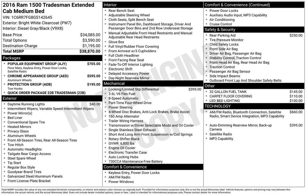 2016 RAM 1500 Tradesman