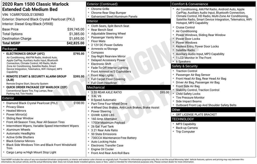 2020 RAM 1500 Classic Warlock Quad Cab 4x4 6'4" Box
