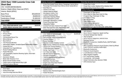 2022 RAM 1500 Laramie Crew Cab 4x4 5'7" Box