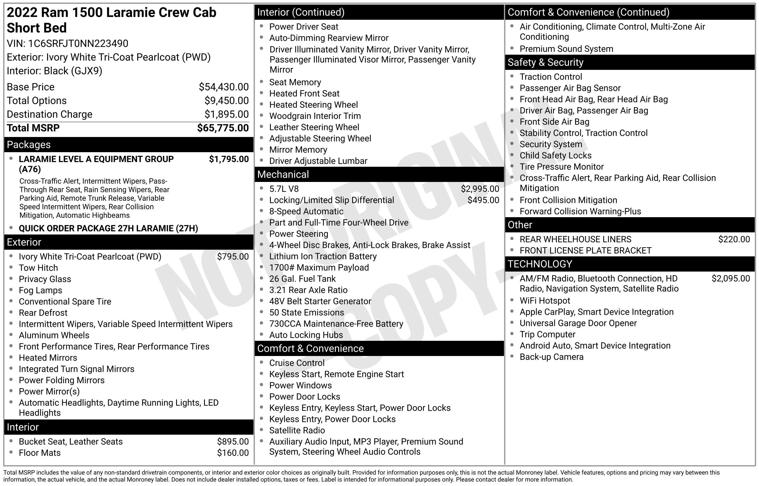 2022 RAM 1500 Laramie Crew Cab 4x4 5'7" Box