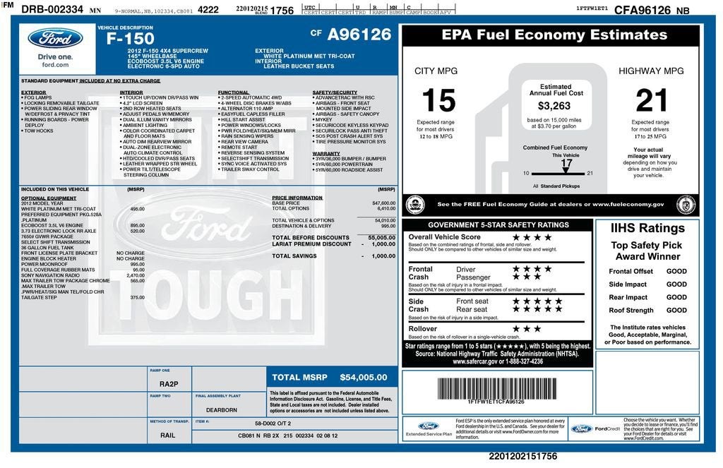 2012 Ford F-150 Platinum