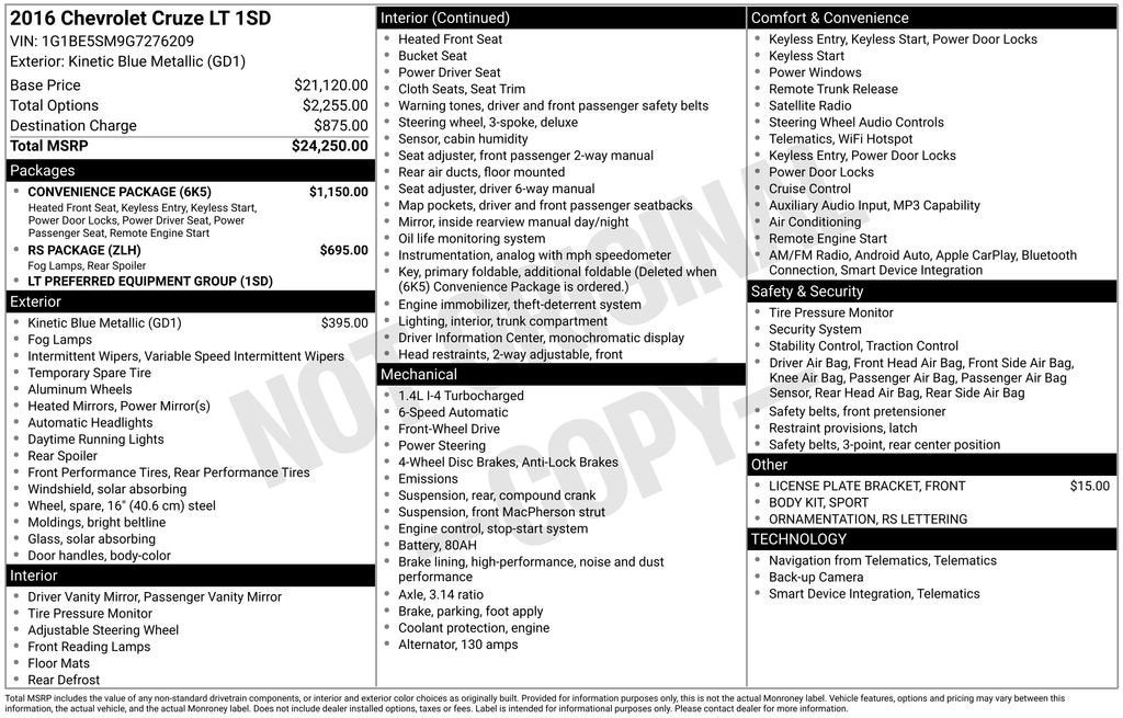 2016 Chevrolet Cruze LT
