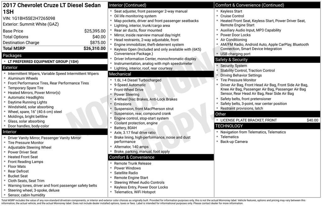 2017 Chevrolet Cruze LT