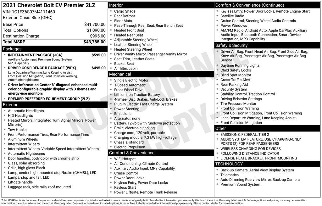 2021 Chevrolet Bolt EV Premier