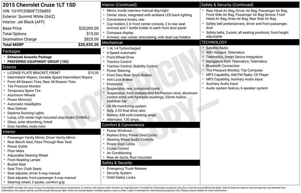 2015 Chevrolet Cruze LT