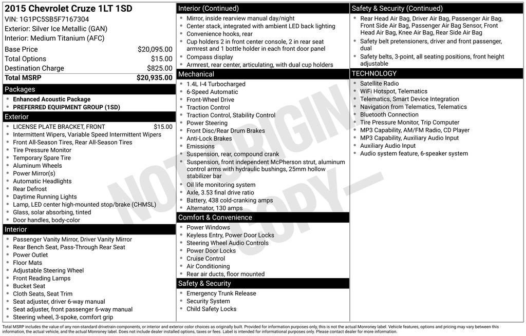 2015 Chevrolet Cruze LT