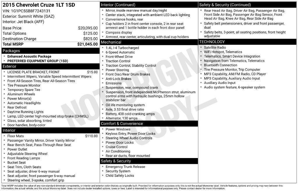2015 Chevrolet Cruze LT