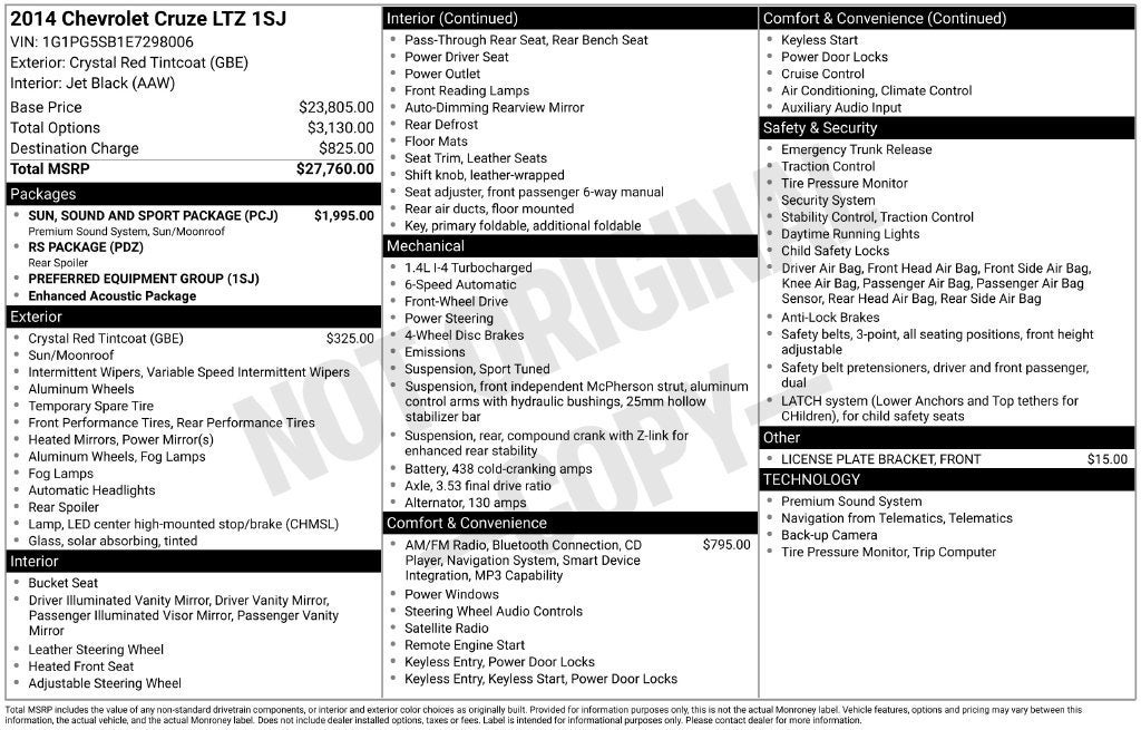 2014 Chevrolet Cruze LTZ