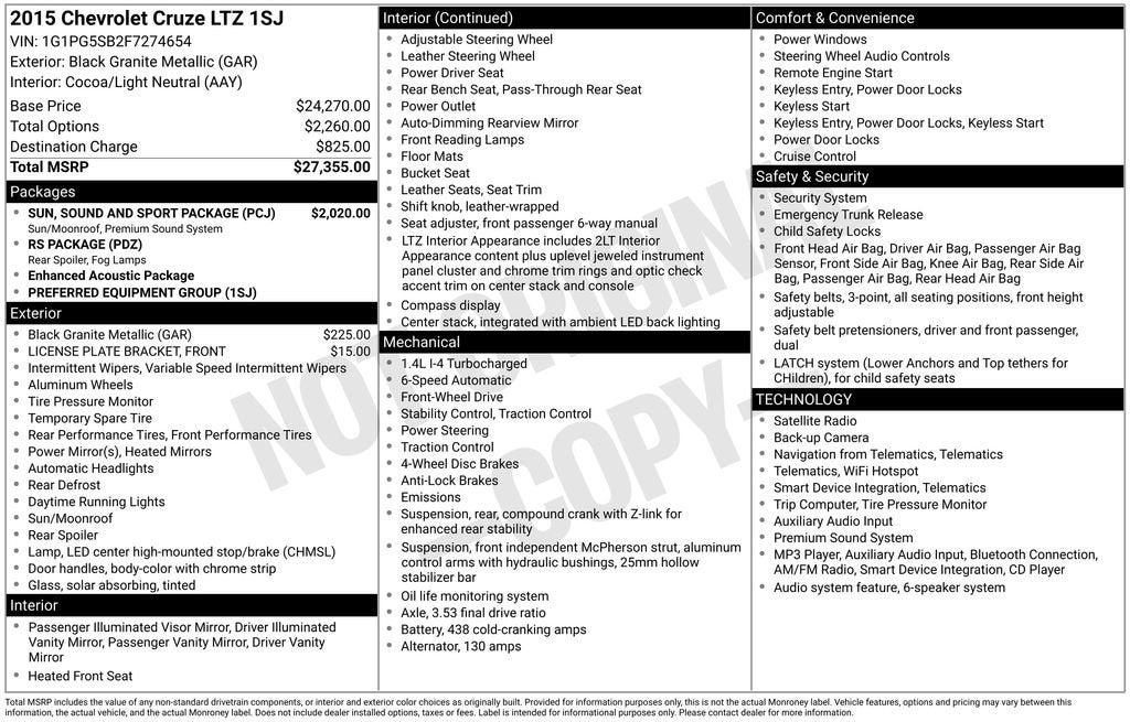 2015 Chevrolet Cruze LTZ