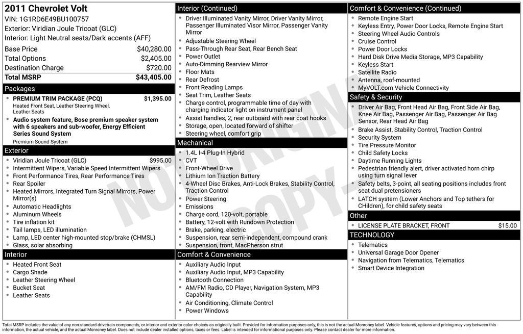 2011 Chevrolet Volt 5dr HB