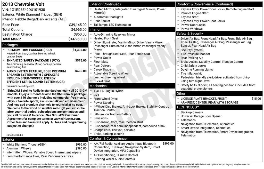2013 Chevrolet Volt 5dr HB