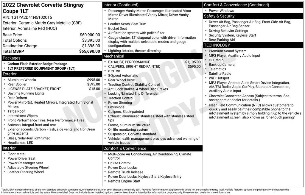 2022 Chevrolet Corvette Stingray 1LT