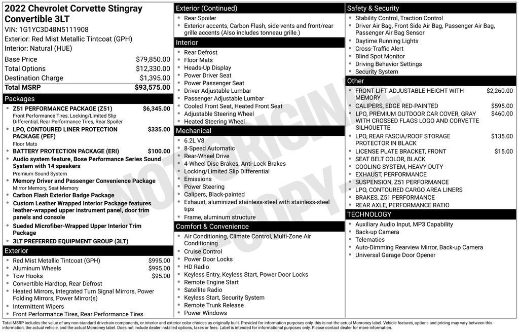 2022 Chevrolet Corvette Stingray 3LT