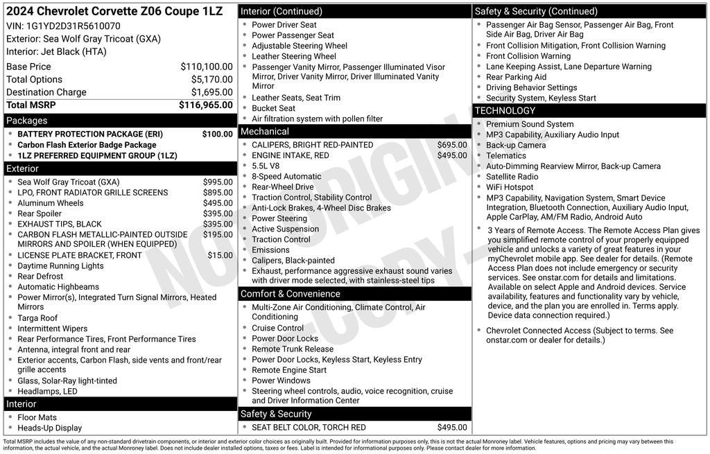 2024 Chevrolet Corvette Z06 1LZ