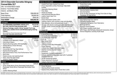 2014 Chevrolet Corvette Stingray 2LT