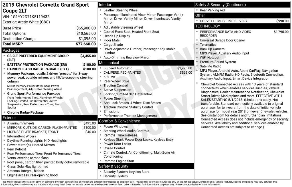2019 Chevrolet Corvette Grand Sport Grand Sport 2LT
