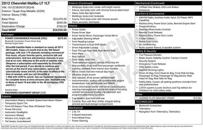 2012 Chevrolet Malibu LT w/1LT