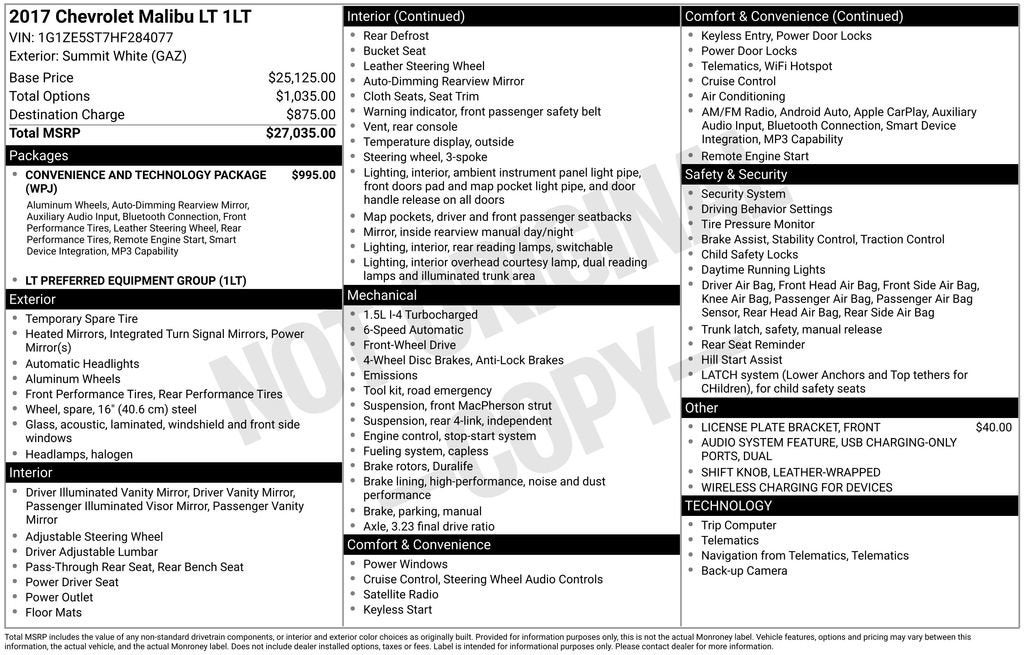 2017 Chevrolet Malibu LT