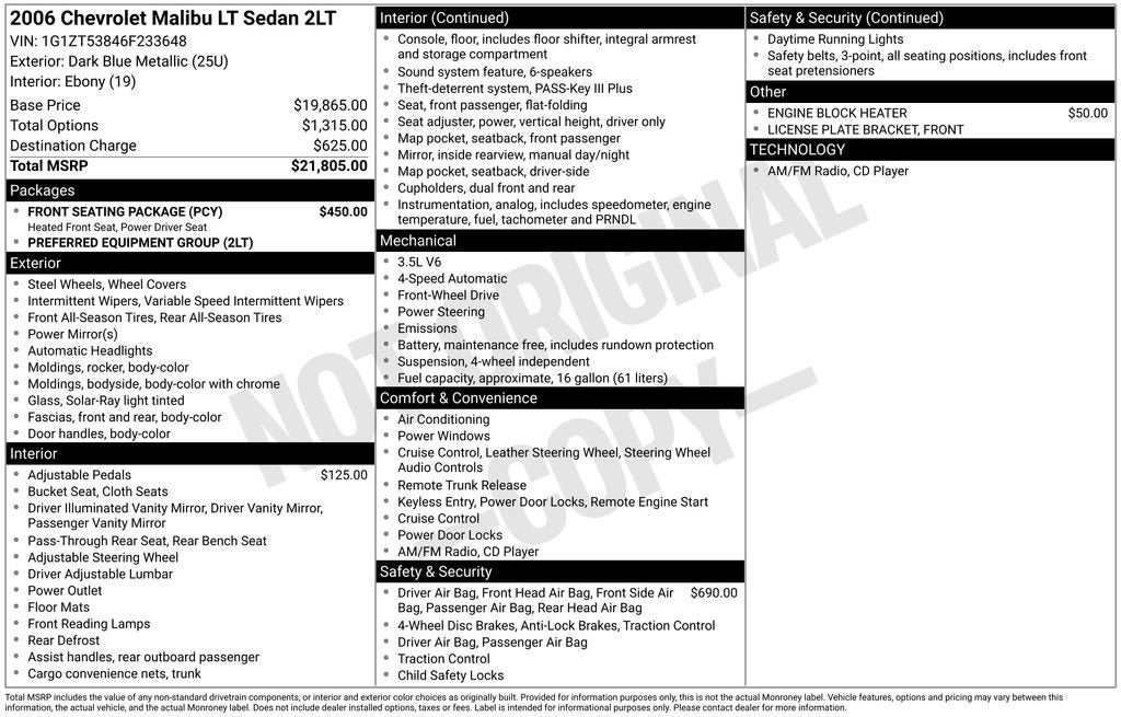 2006 Chevrolet Malibu LT w/2LT