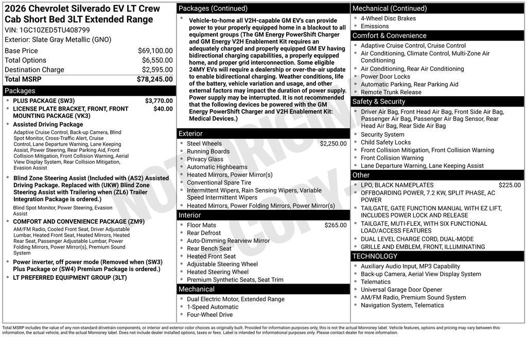 2026 Chevrolet Silverado EV LT - Extended Range