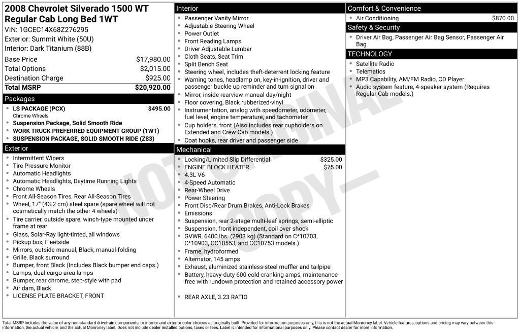 2008 Chevrolet Silverado 1500 Work Truck