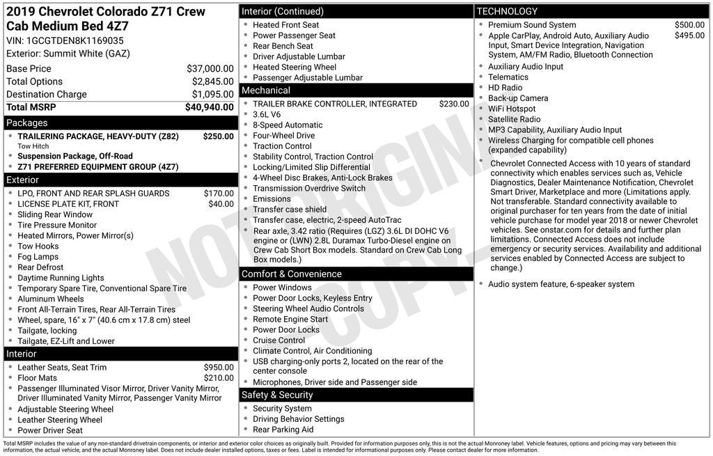 2019 Chevrolet Colorado 4WD Z71