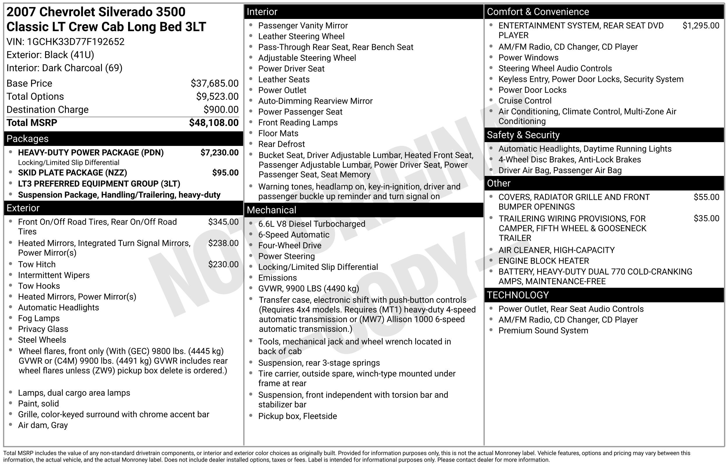 2007 Chevrolet Silverado 3500 HD SRW LT3
