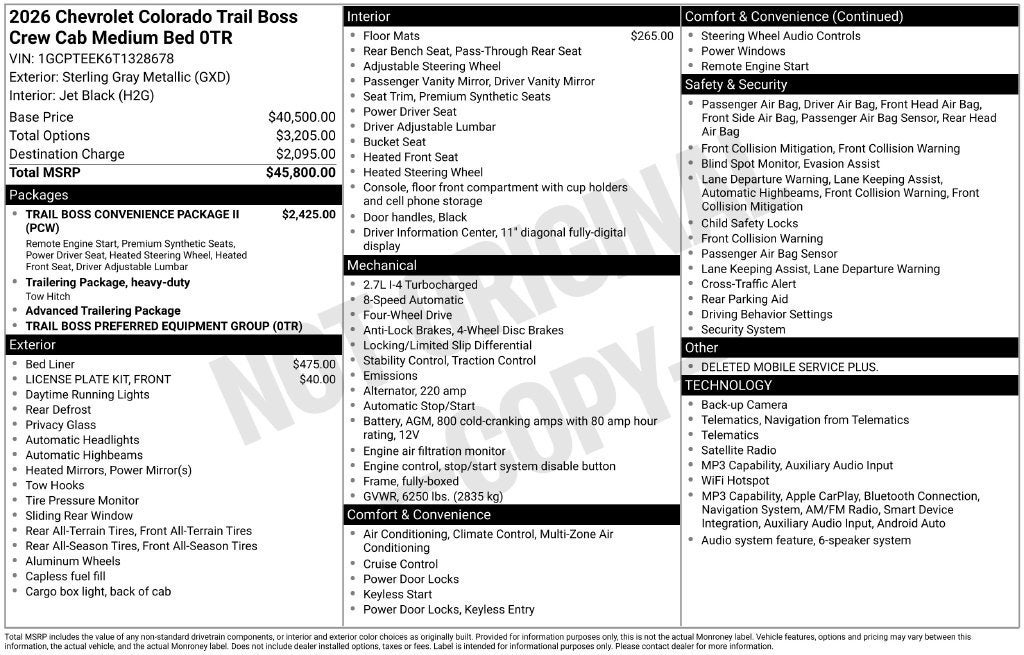 2026 Chevrolet Colorado Trail Boss