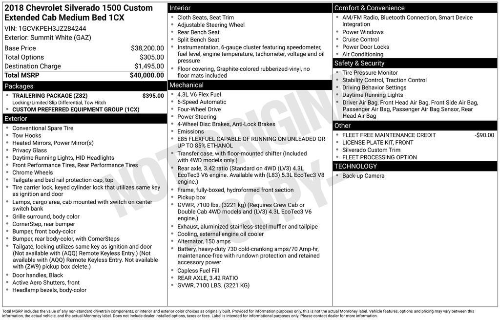 2018 Chevrolet Silverado 1500 Custom