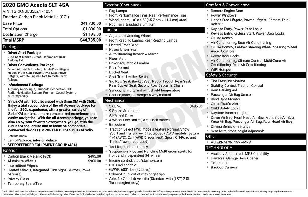 2020 GMC Acadia SLT