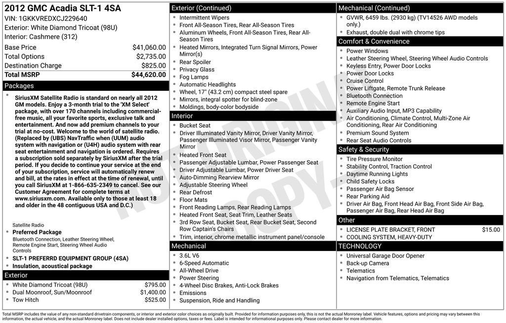 2012 GMC Acadia SLT1