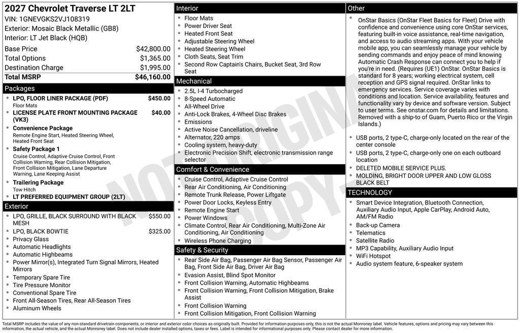 2027 Chevrolet Traverse LT