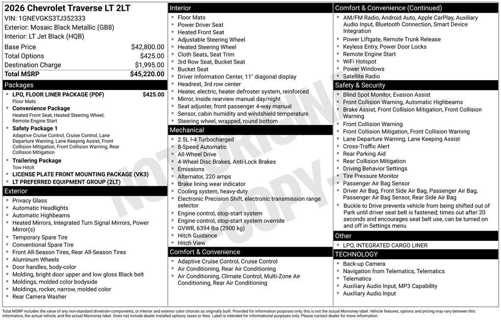 2026 Chevrolet Traverse LT