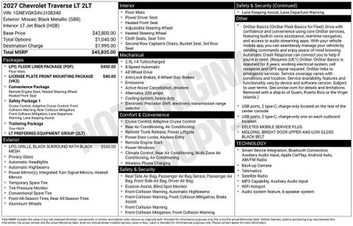 2027 Chevrolet Traverse LT