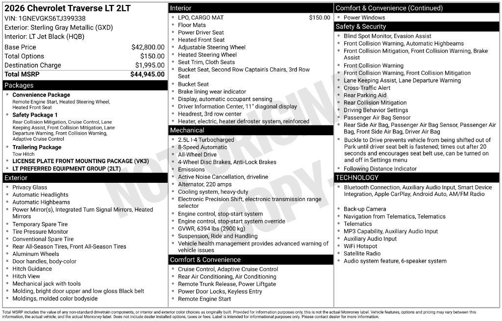 2026 Chevrolet Traverse LT