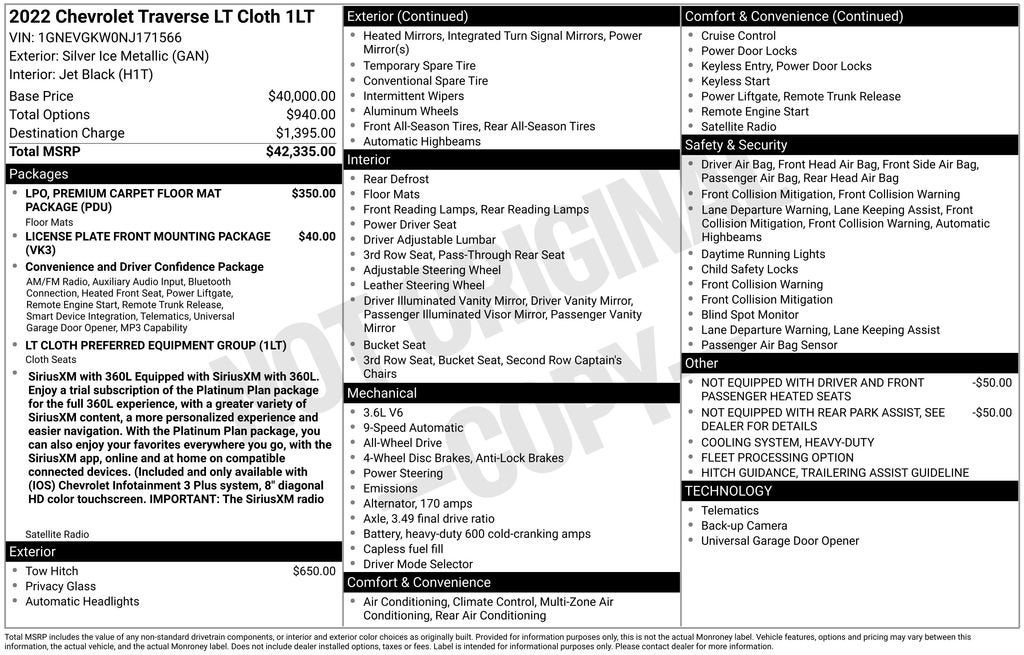 2022 Chevrolet Traverse LT Cloth