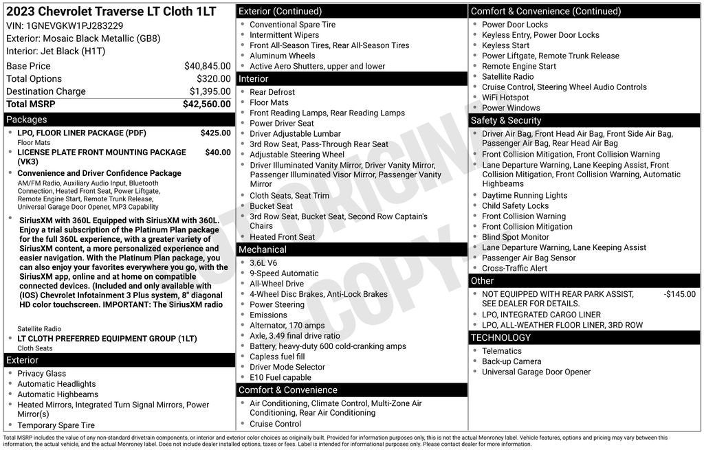 2023 Chevrolet Traverse LT Cloth