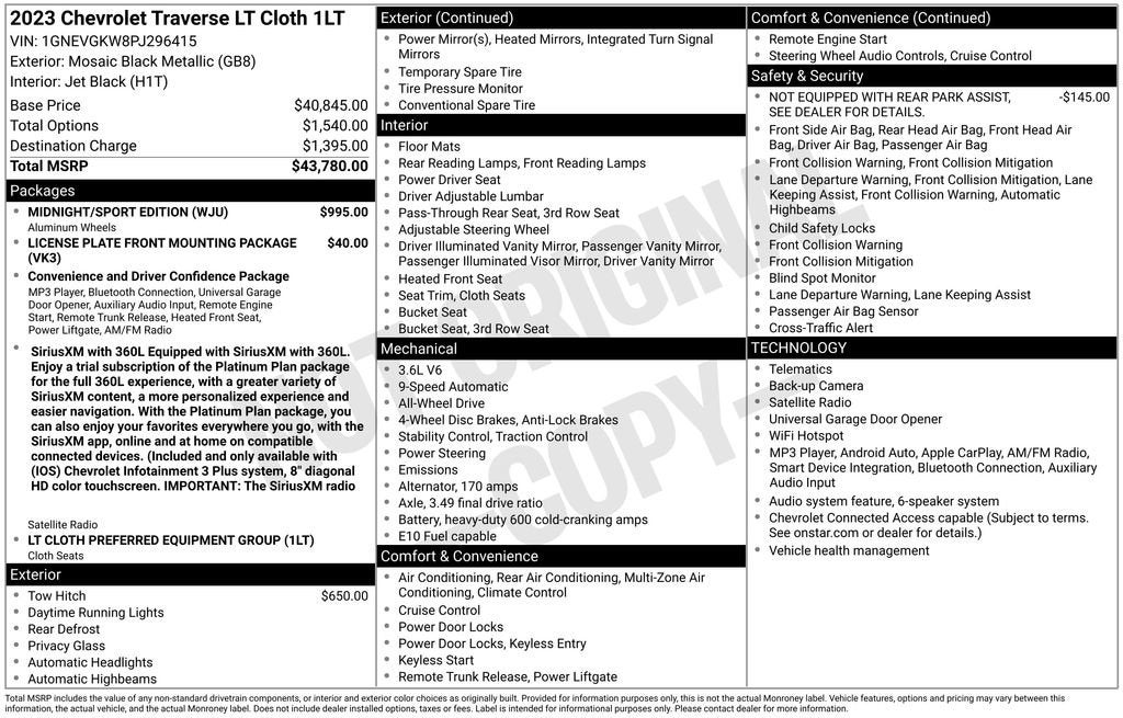 2023 Chevrolet Traverse LT Cloth