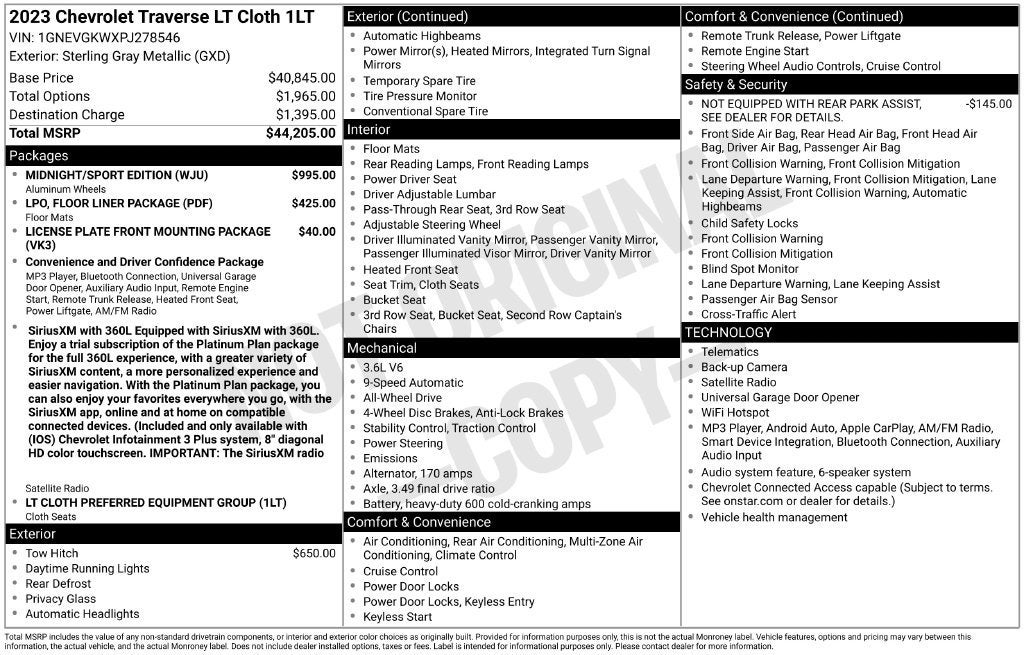2023 Chevrolet Traverse LT Cloth