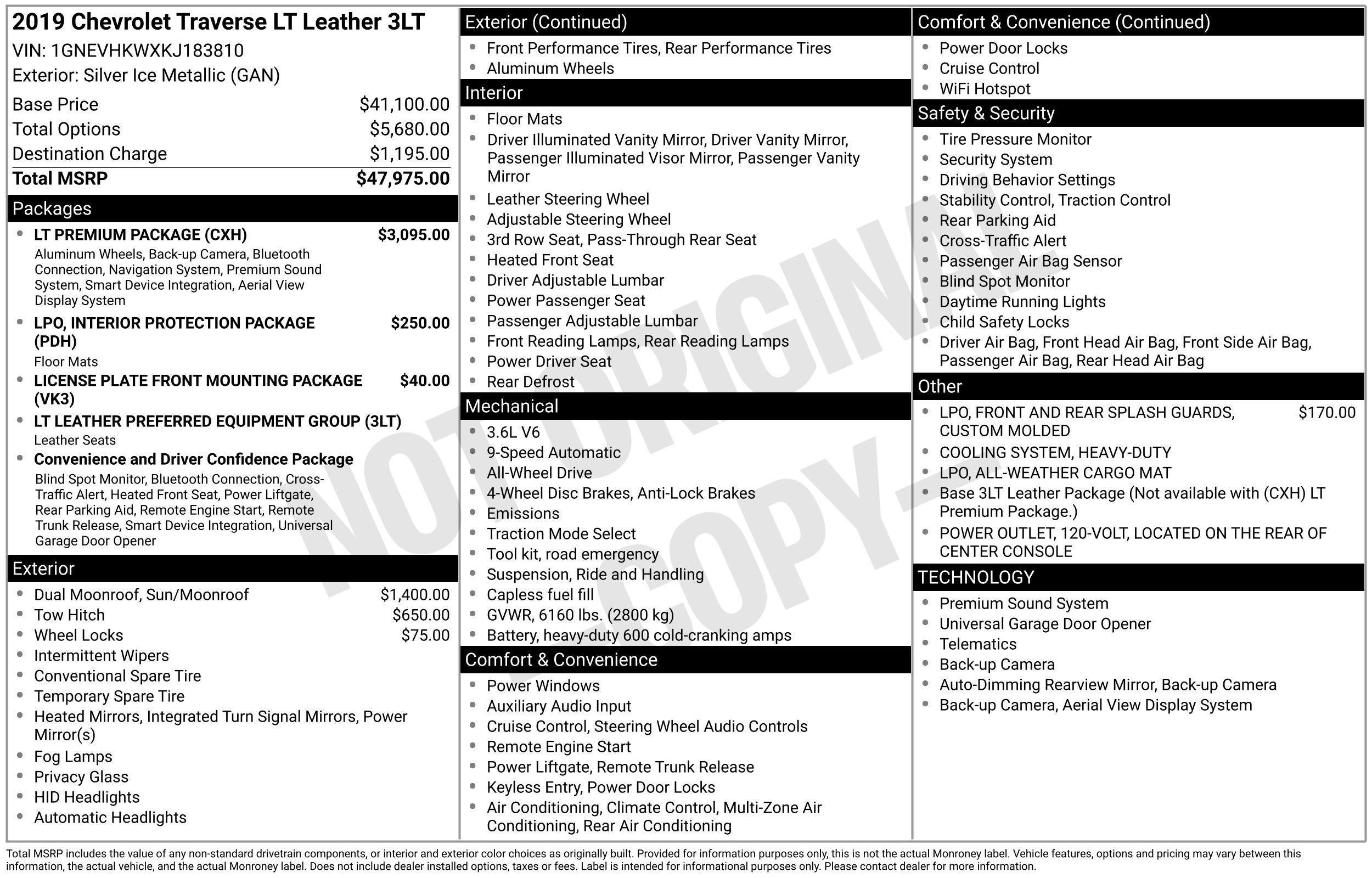 2019 Chevrolet Traverse LT Leather