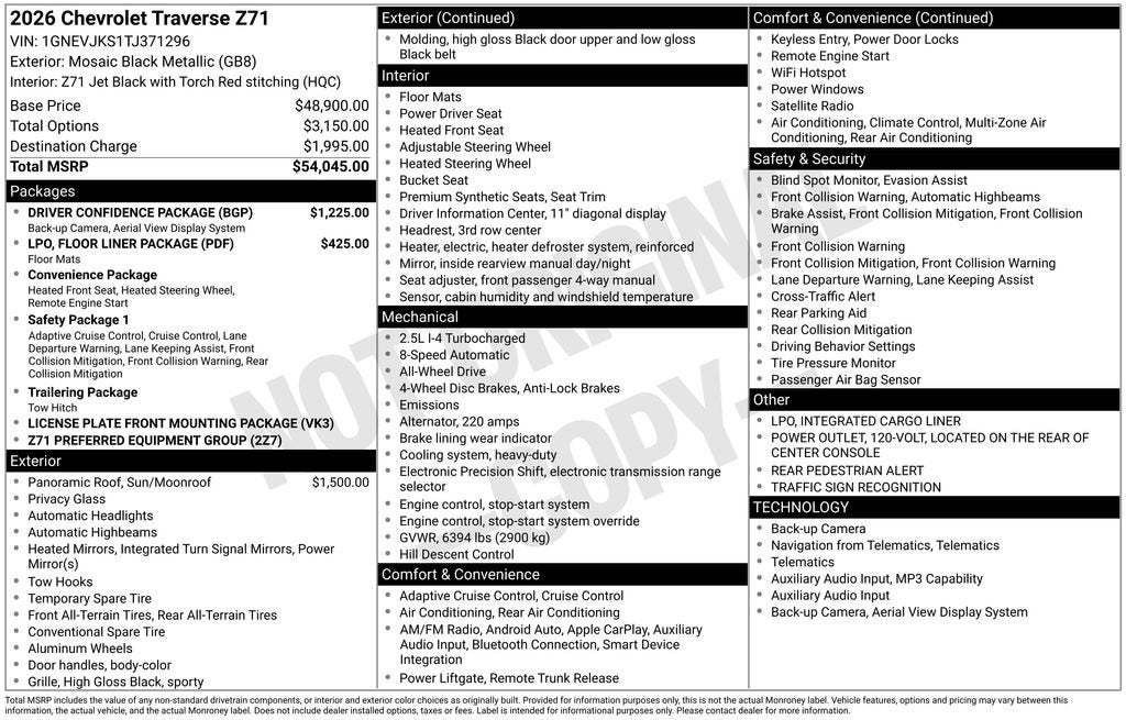 2026 Chevrolet Traverse Z71