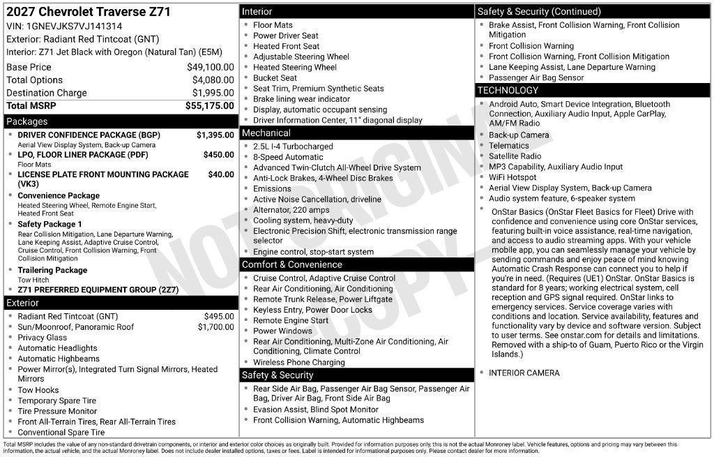2027 Chevrolet Traverse Z71