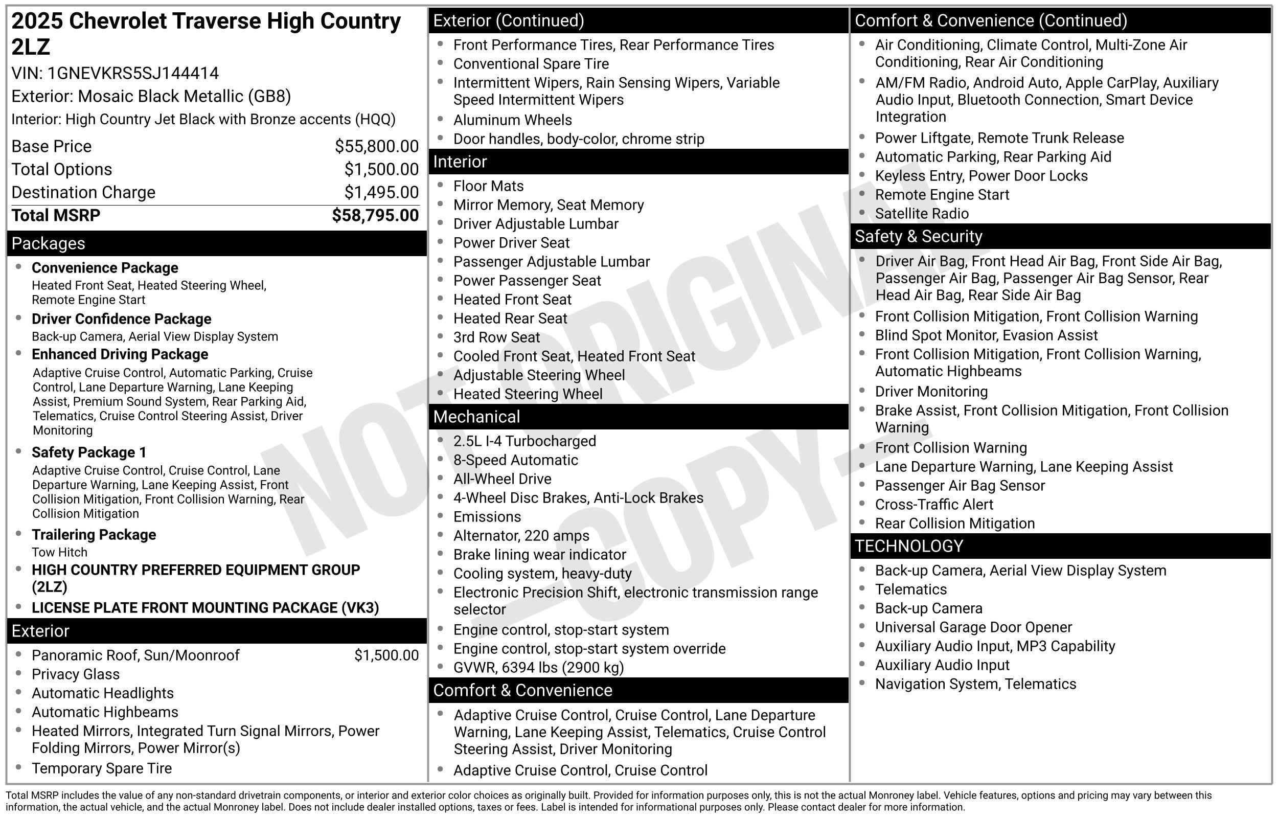 2025 Chevrolet Traverse High Country