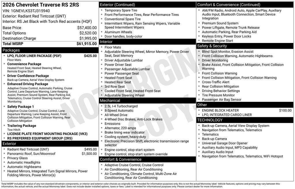 2026 Chevrolet Traverse RS